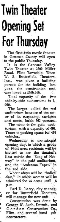 Genesee Valley Cinemas - Aug 1971 Article (newer photo)